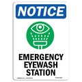 Signmission Safety Sign, OSHA Notice, 14" Height, Emergency Eyewash Station Sign With Symbol, Portrait OS-NS-D-1014-V-11833